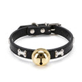 Adjustable Dog & Cat Collar with Paw Print Decoration and Bell Soft PU Leather