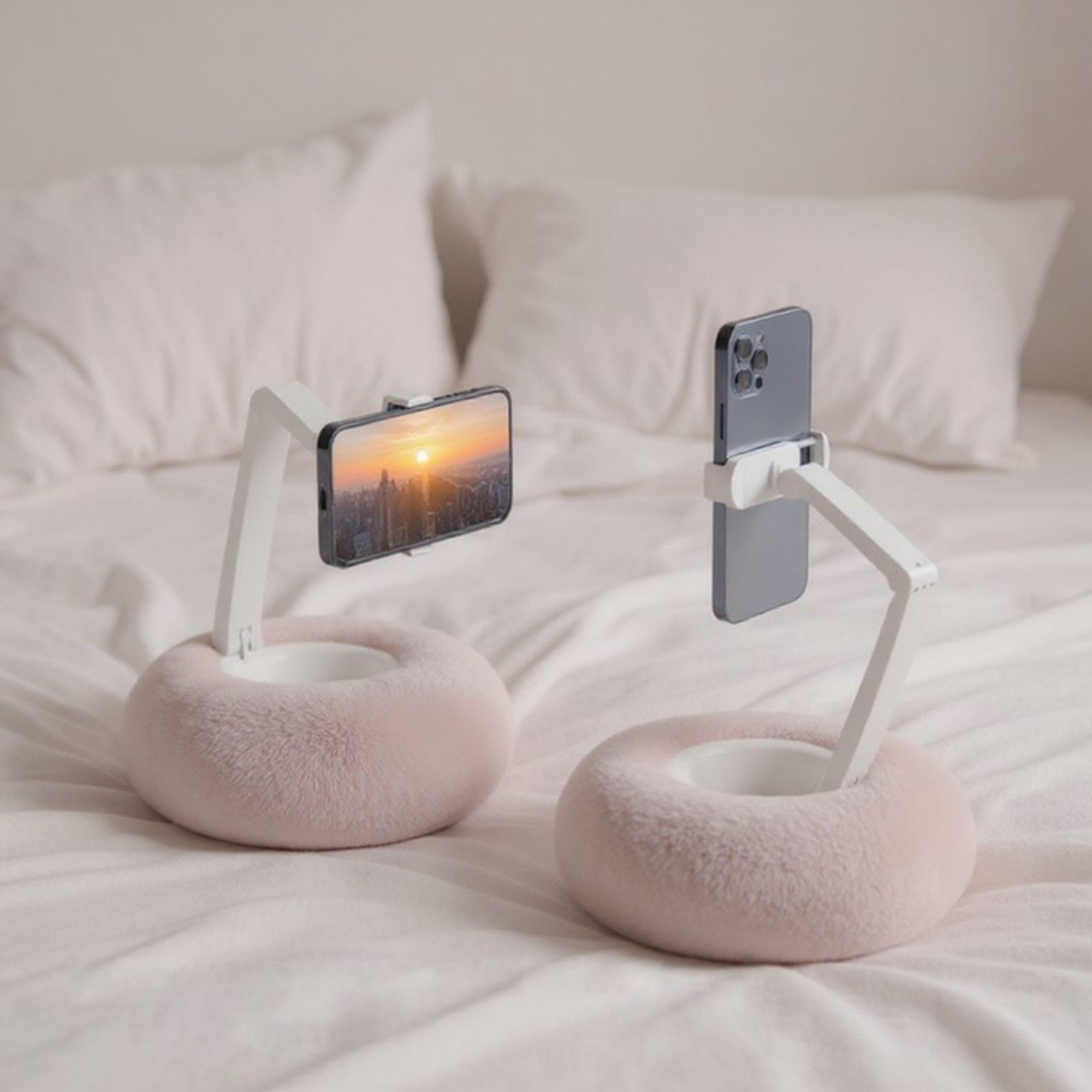 Anna-Kaci Plush Weighted Phone Stand with Adjustable Folding Holder for Hands-Free Viewing and Device Support