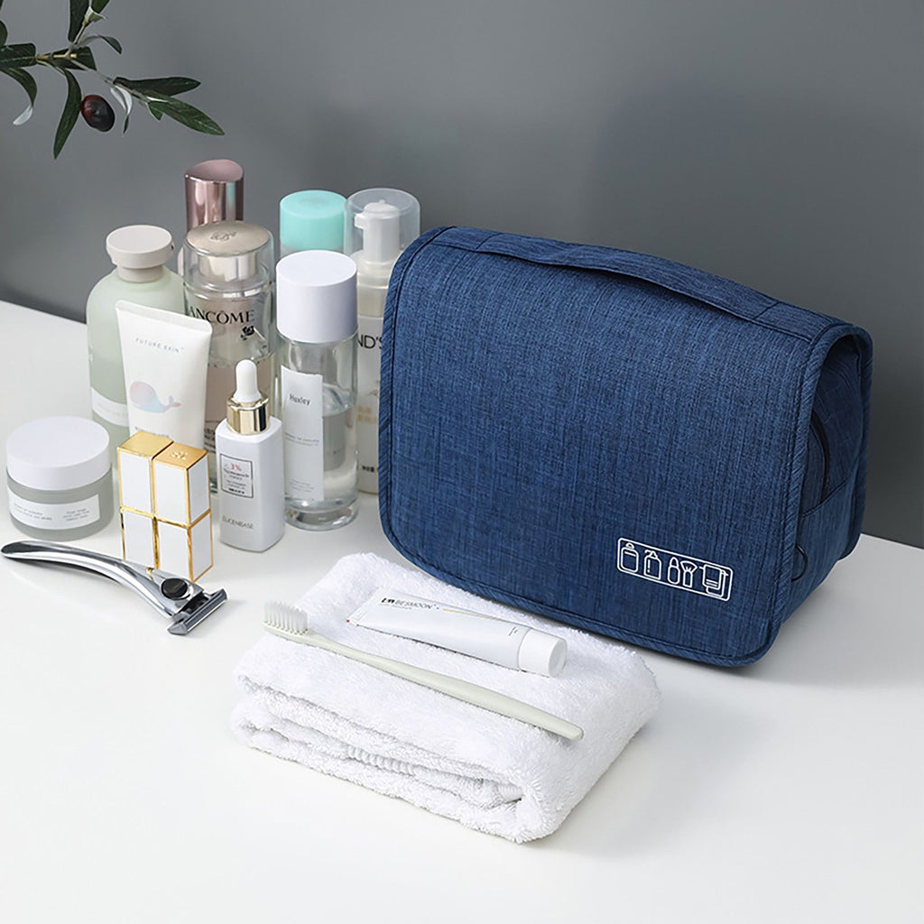 Hanging Toiletry Bag with Multiple Compartments Zipper Closure Travel Organizer Cosmetic Storage Case Portable