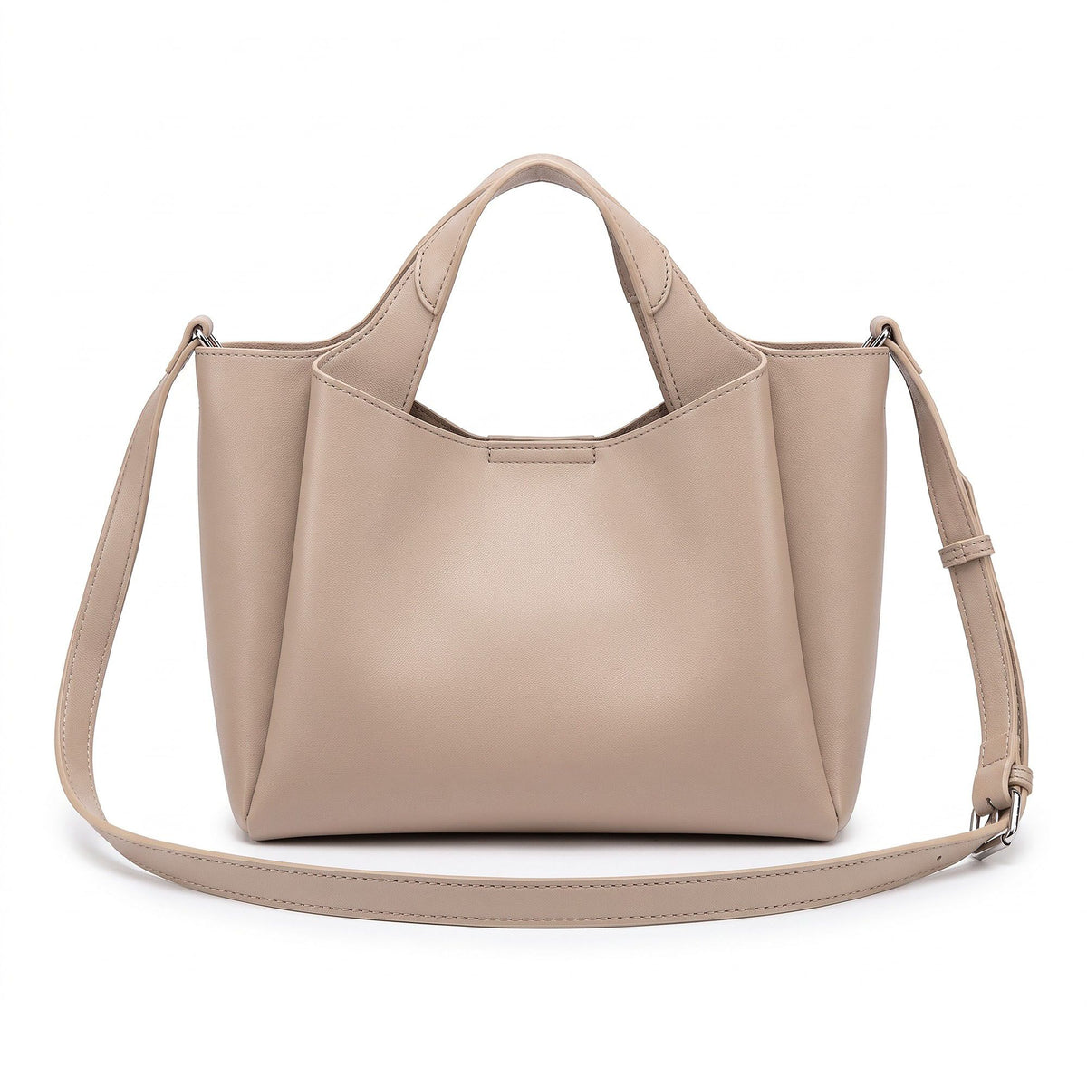 Structured Tote Handbag with Top Handles and Detachable Shoulder Strap