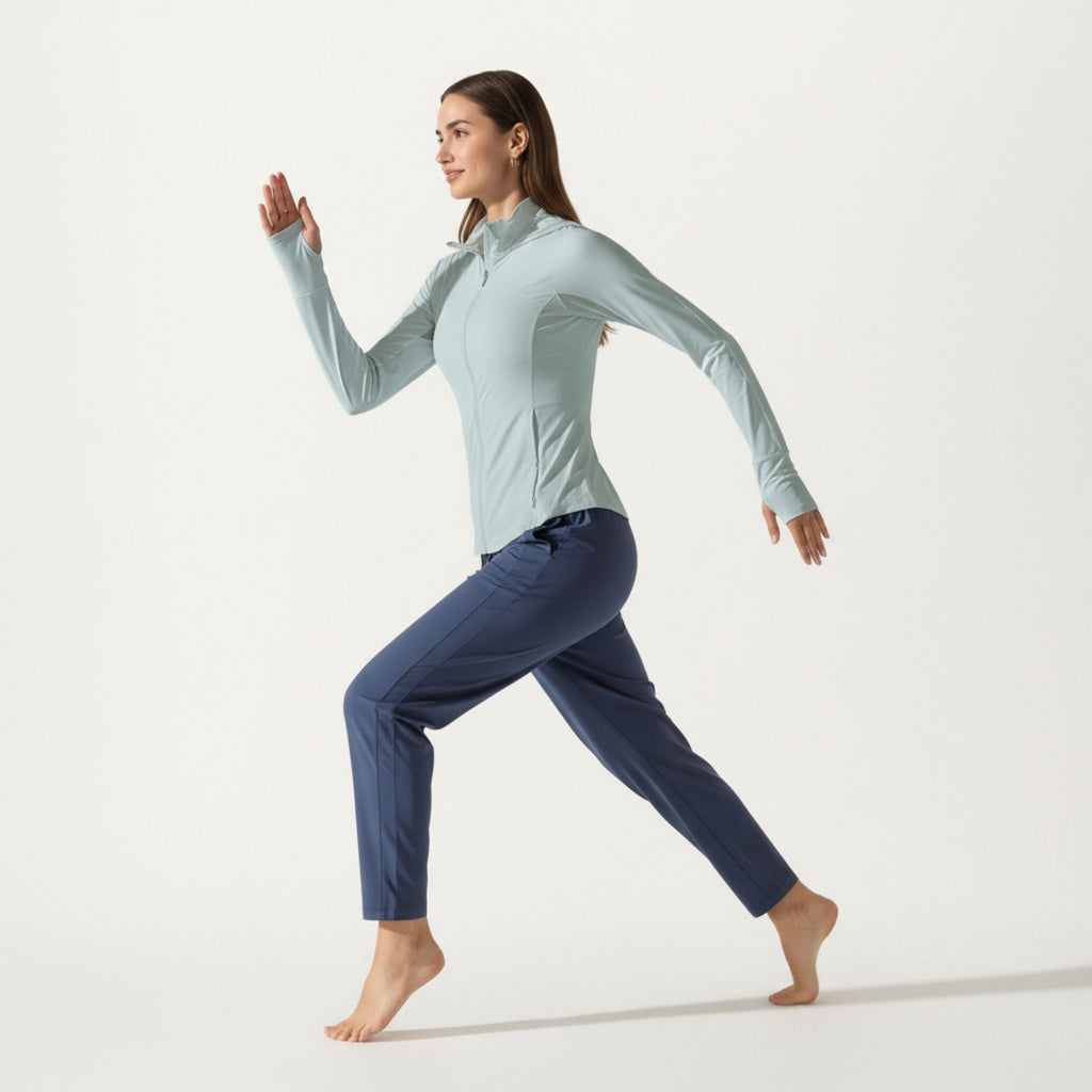 Anna-Kaci Active Women's Full Zip Long Sleeve Active Jacket with Fitted Silhouette and High Neck