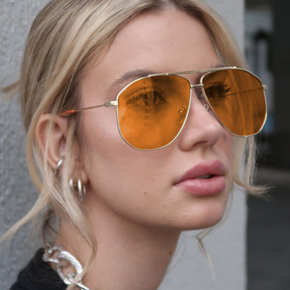Anna-Kaci Women's Retro Aviator Sunglasses Gold Frame