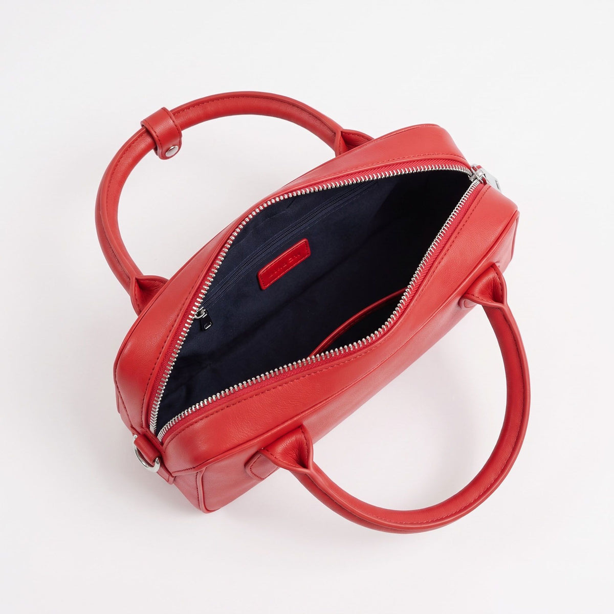 Structured Top Handle Handbag with Zipper Closure and Shoulder Strap