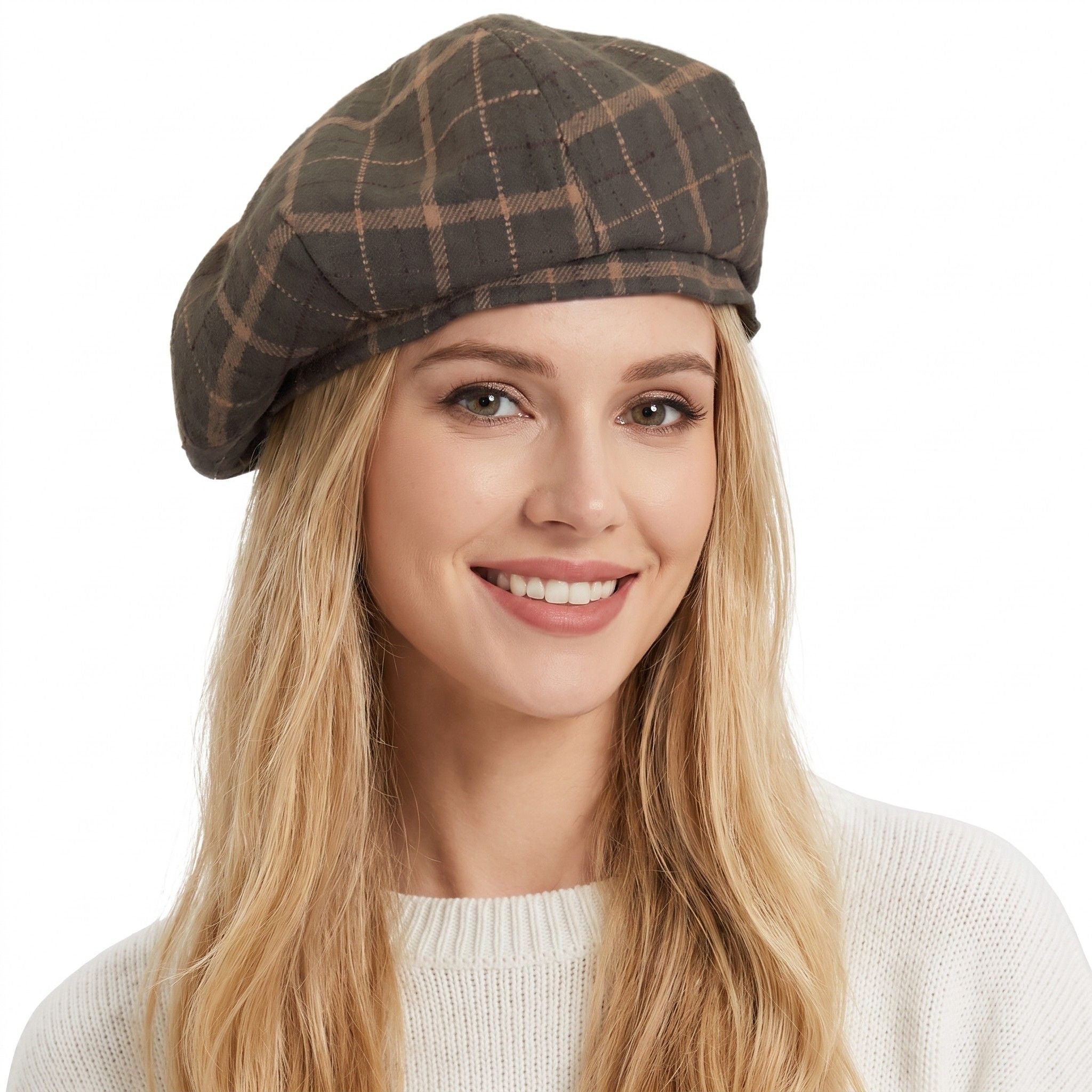 Plaid Beret Hat Vintage Painter Cap Soft Structured Fall Winter Style