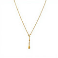 Women's Teardrop Pendant Necklace with Textured Drop Charm and Delicate Chain