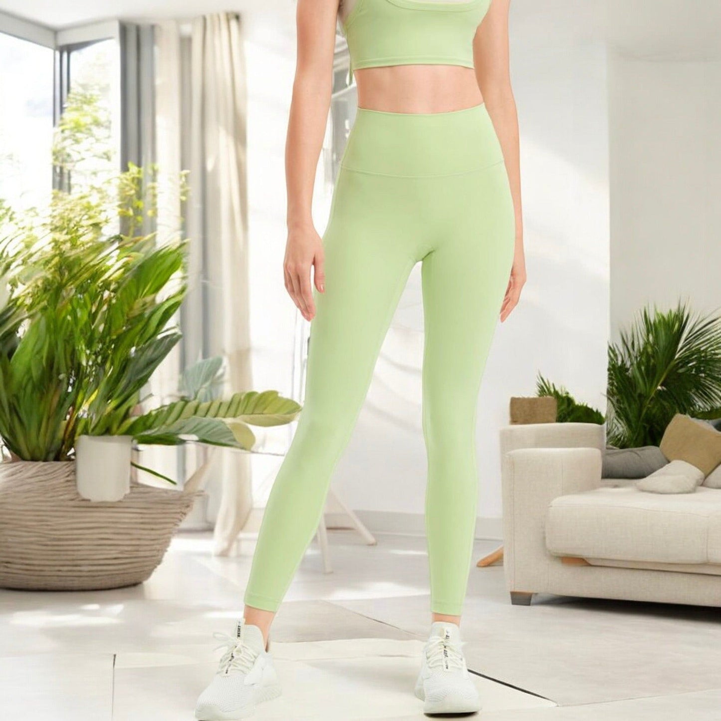 High Waist Seamless Full-Length Leggings with Stretchy Comfort Fit