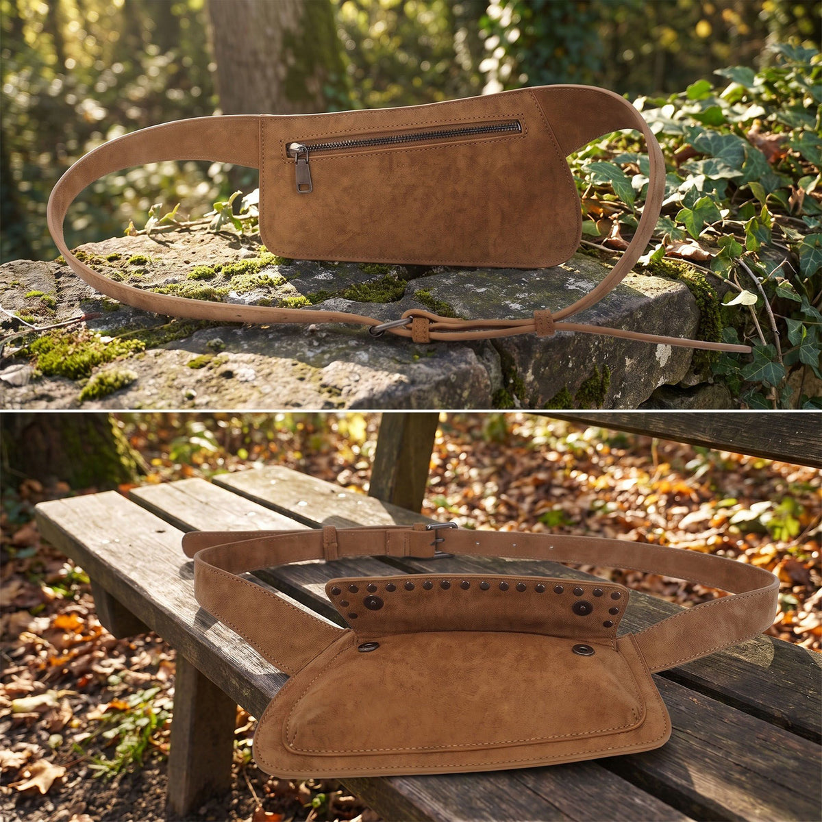 Studded Faux Suede Belt Bag Waist Pack