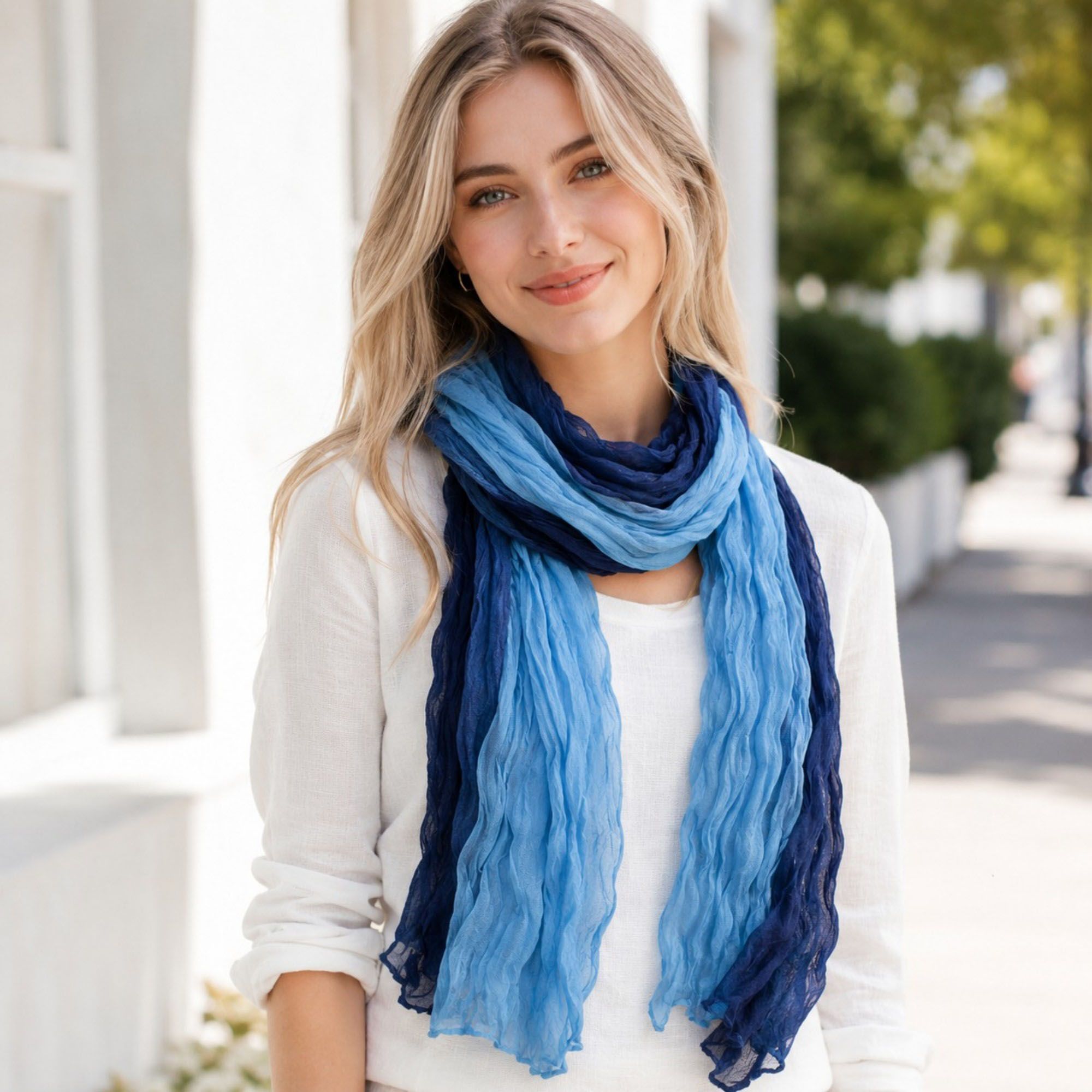 Lightweight Floral Crinkle Long Scarf
