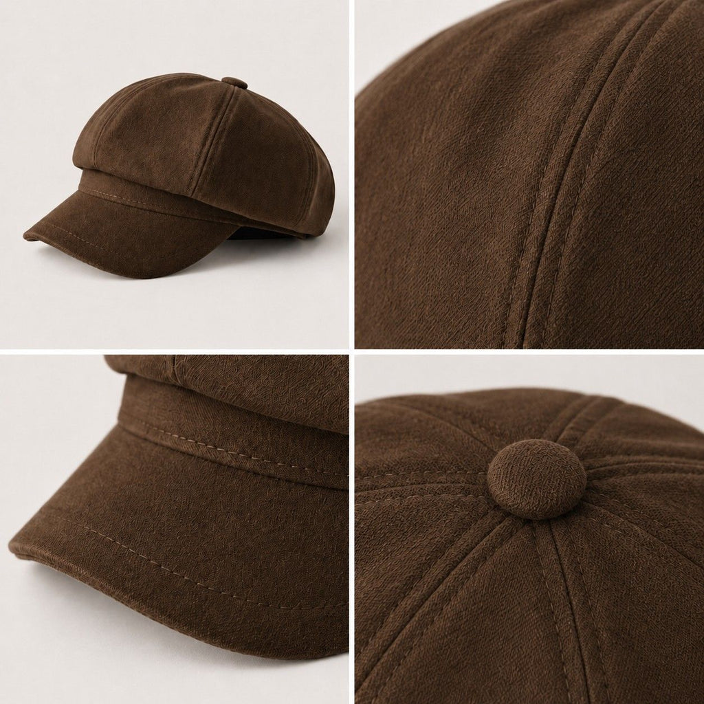 Textured Newsboy Cap Soft Baker Boy Hat Vintage Rounded Crown Casual Style