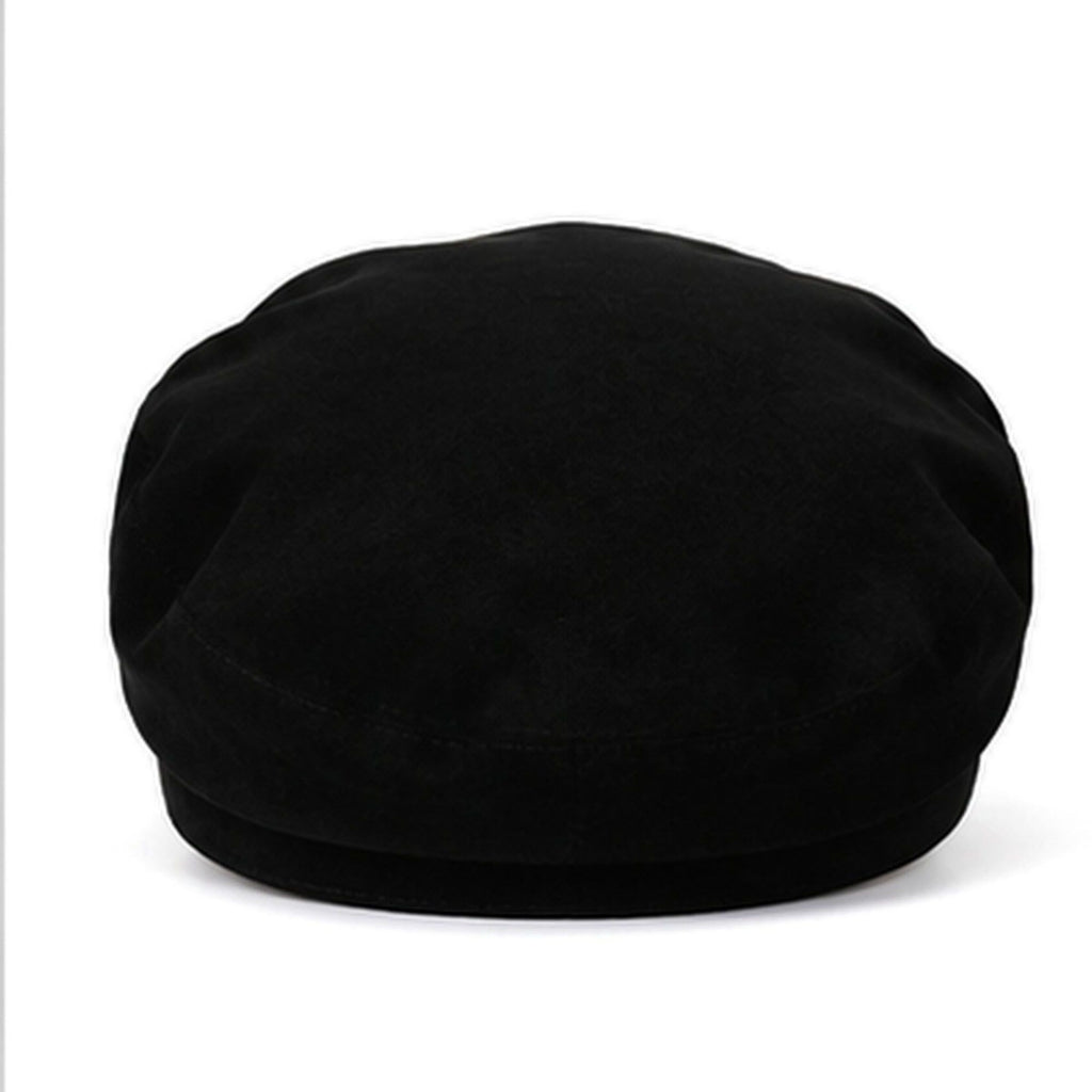Soft Textured Newsboy Cap with Metal Button and Short Brim
