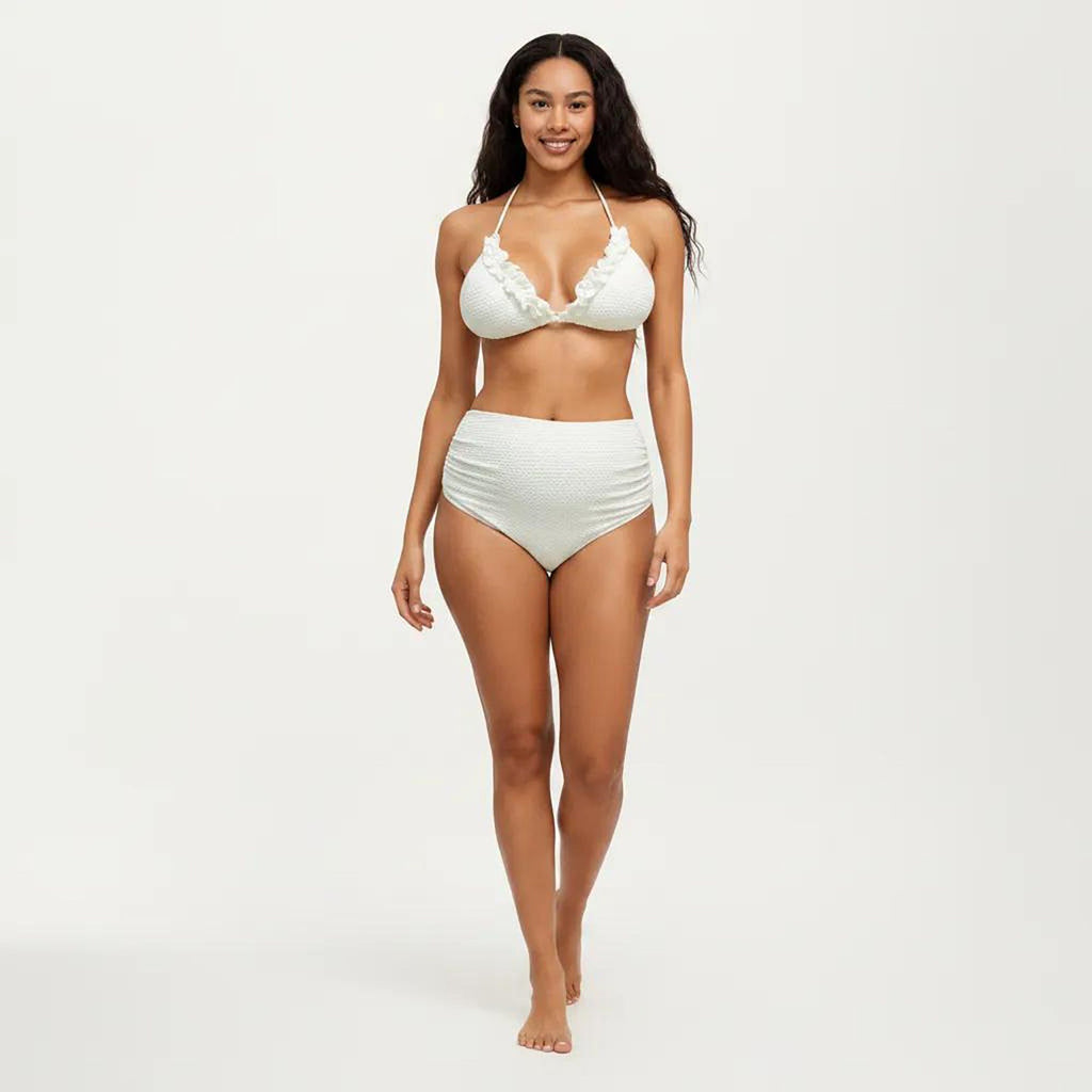 Anna-Kaci Swim Women's Maternity 3-Pcs Bikini Set with Triangle Top, High-Waisted Bottom, and Matching Skirt Wrap