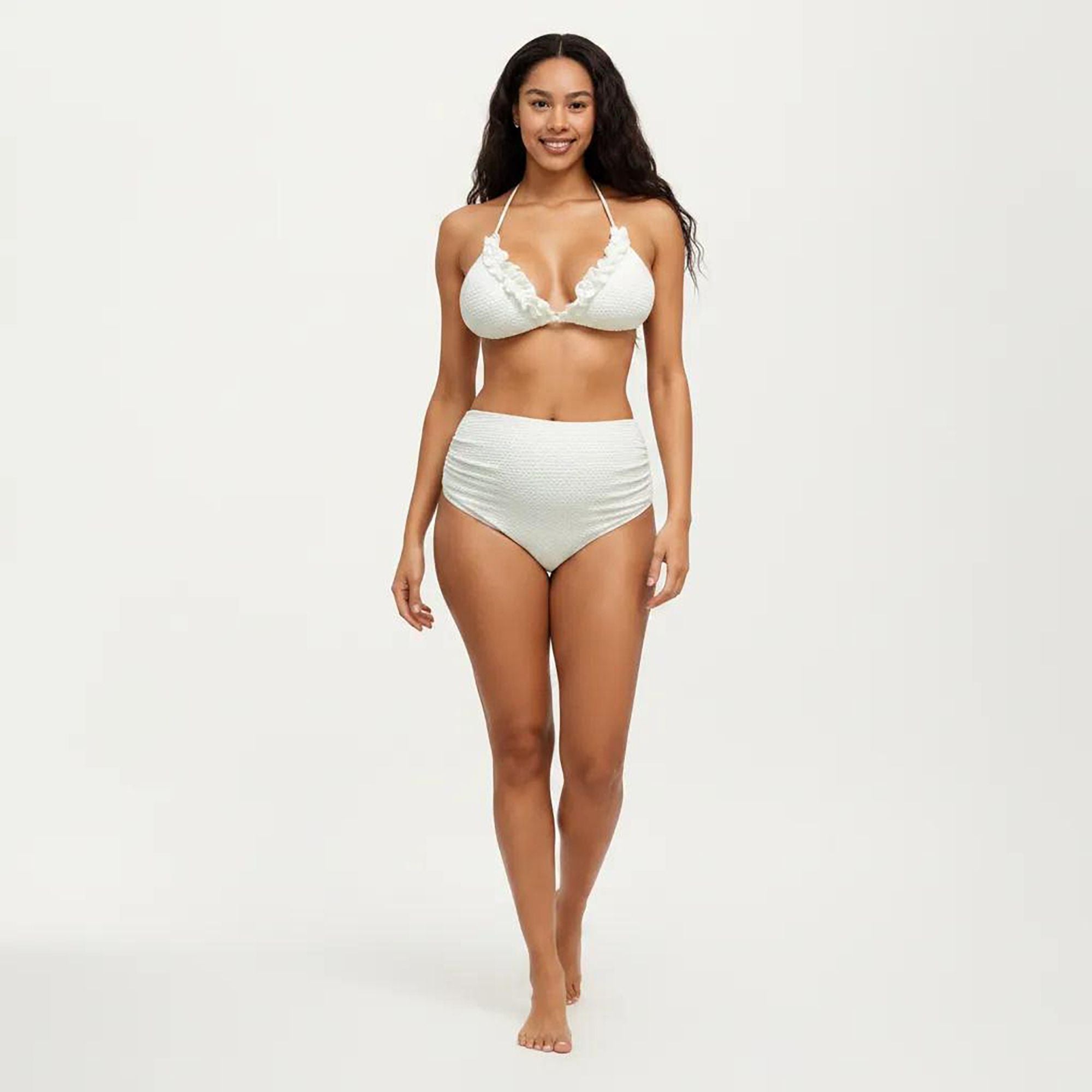 Anna-Kaci Swim Women's Maternity 3-Pcs Bikini Set with Triangle Top, High-Waisted Bottom, and Matching Skirt Wrap