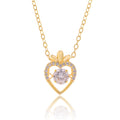 Radish Heart-Shaped Pendant Necklace with Clear Crystal Center