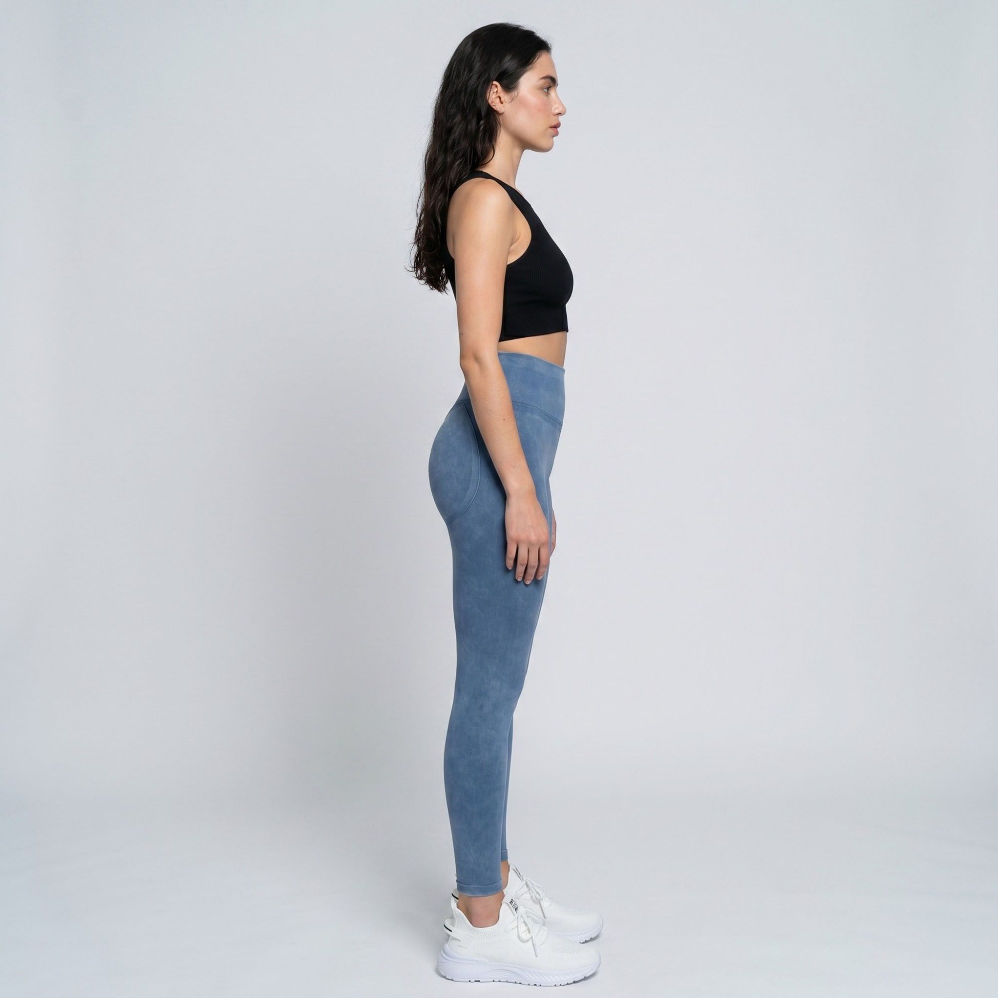 Anna-Kaci Women's High Waist Seamless Leggings with Ribbed Waistband and Contour Detail
