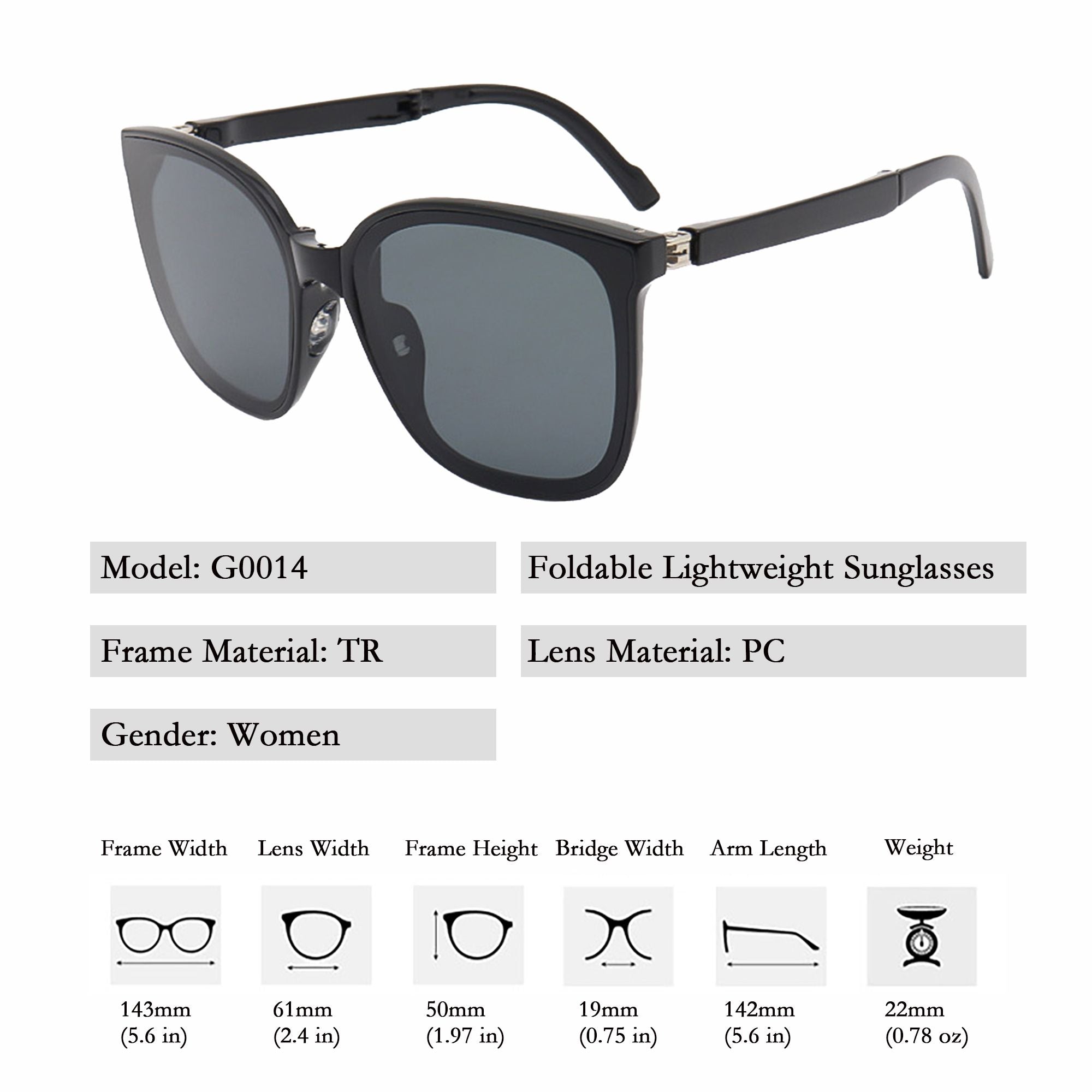 Anna-Kaci Women's Foldable Square Polarized Sunglasses UV400 Protection