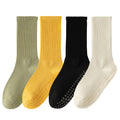 Anna-Kaci Multicolored 4-Pack Women's Anti-Slip Yoga Socks with Grips Comfortable Ribbed Design for Exercise and Indoor Use