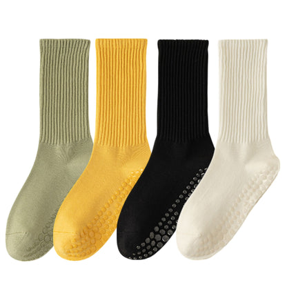 Anna-Kaci 4-Pack Women's Anti-Slip Yoga Socks with Grips Comfortable Ribbed Design for Exercise and Indoor Use