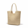 Woven Straw Tote Bag with Shoulder Straps Lightweight Crochet Knit Everyday Carry Tote Bag