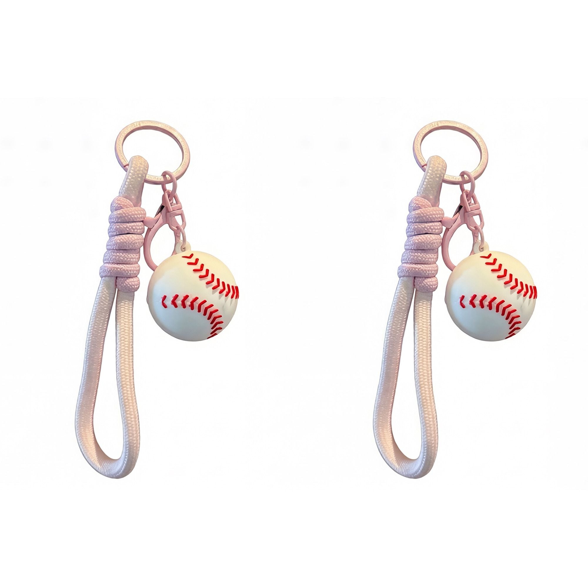 2 Pack Sports Ball Keychains with Wrist Strap and Clip Ring