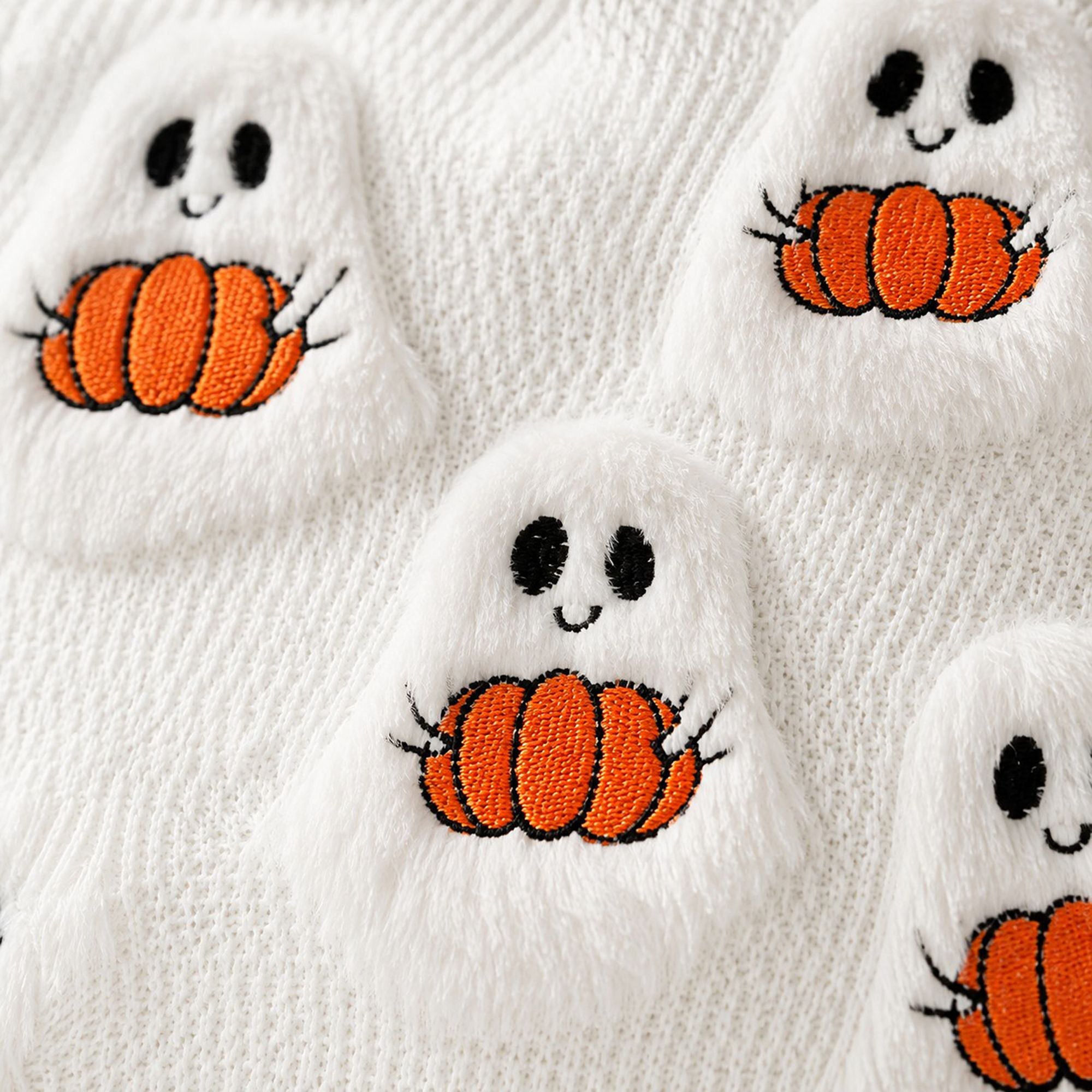 Halloween Pumpkin Ghost Textured Decorative Throw Pillow Cover for Sofa Bed Chair