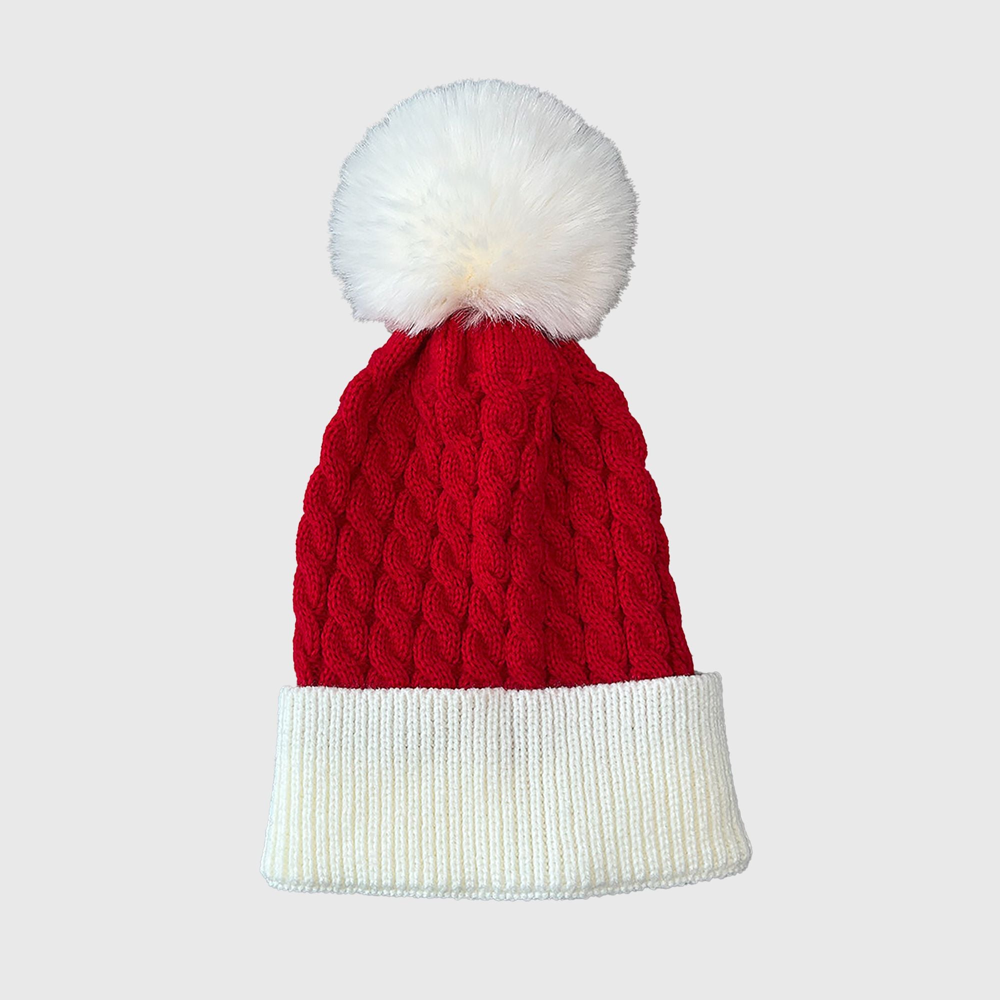 Anna-Kaci Women's Christmas Beanie Knit Hat with Faux Fur Pom-Pom for Holiday Winter Warmth
