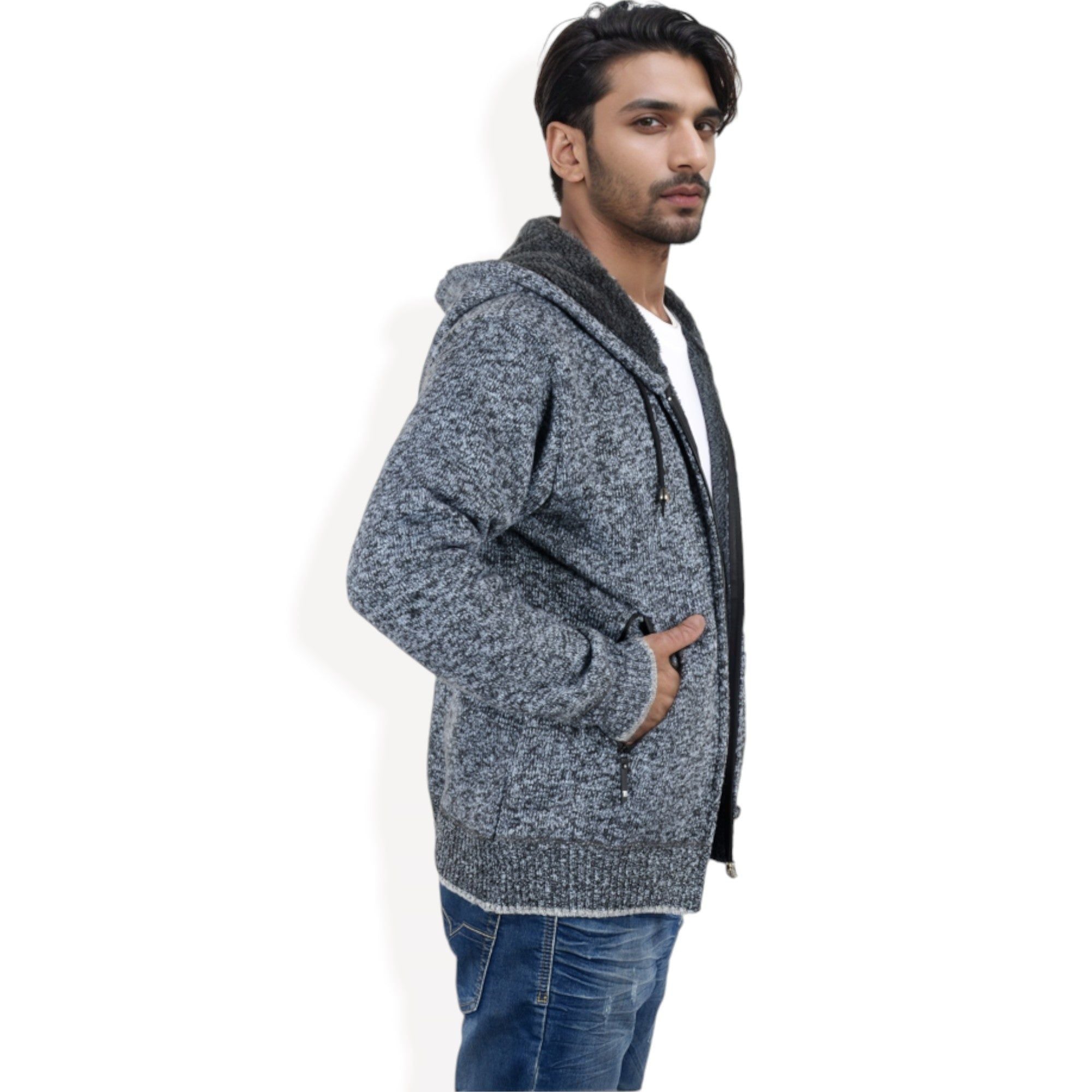 Anna-Kaci Men's Zip-Up Hooded Fleece Jacket with Adjustable Drawstrings and Front Pockets