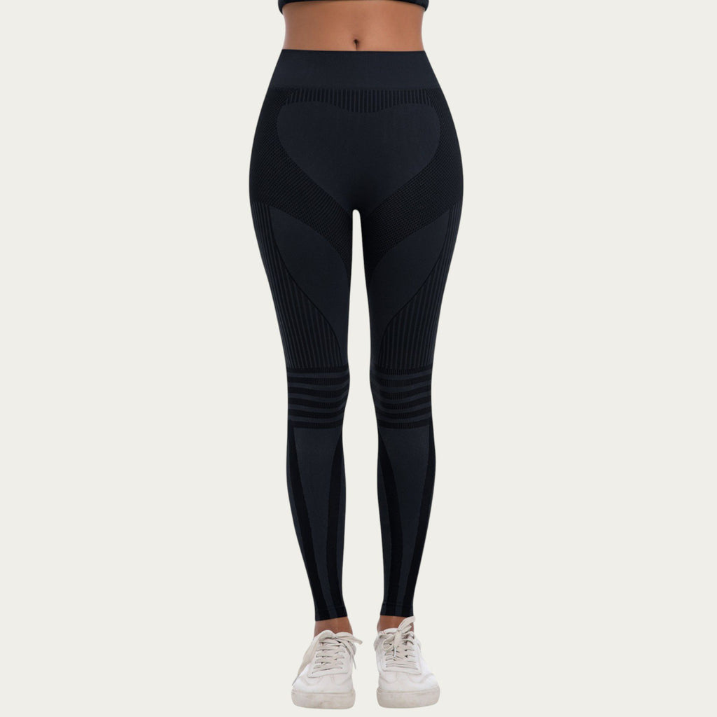 Anna-Kaci Active Women's Seamless High Waist Ribbed Leggings with Sculpting Contour Panels and Compression Fit