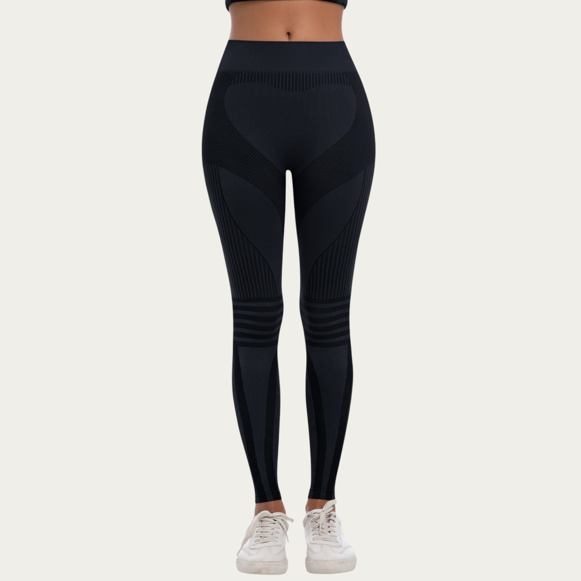 Anna-Kaci Active Women's Seamless High Waist Ribbed Leggings with Sculpting Contour Panels and Compression Fit