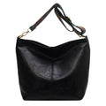 Faux Leather Hobo Shoulder Bag with Adjustable Wide Strap and Zipper Pockets