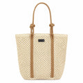 Woven Straw Beach Tote Bag Large Capacity Summer Shoulder Carryall with Contrast Straps