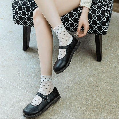 Anna-Kaci Women's 5pk Sheer Ankle Socks with Polka Dot Design