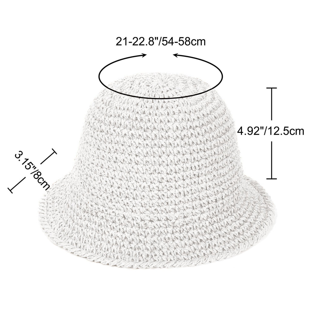 Anna-Kaci Crochet Raffia Bucket Hat Lightweight Foldable Wide Brim Sun Hat for Stylish Summer Protection