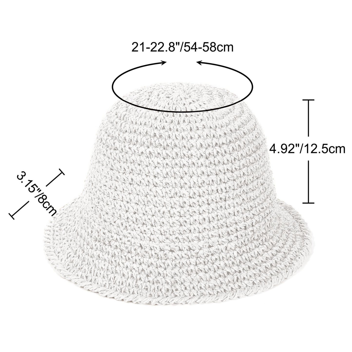 Anna-Kaci Crochet Raffia Bucket Hat Lightweight Foldable Wide Brim Sun Hat for Stylish Summer Protection