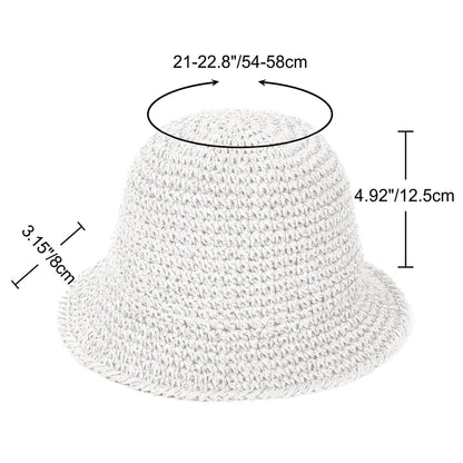 Anna-Kaci Crochet Raffia Bucket Hat Lightweight Foldable Wide Brim Sun Hat for Stylish Summer Protection