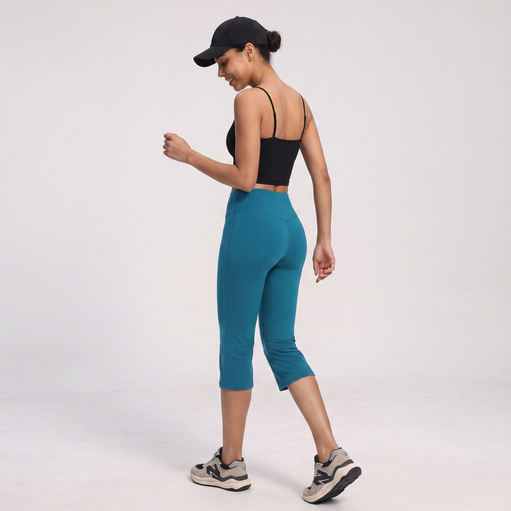 High Waist Cropped Flare Yoga Pants Fitted Capri Workout Leggings for Dance and Athleisure