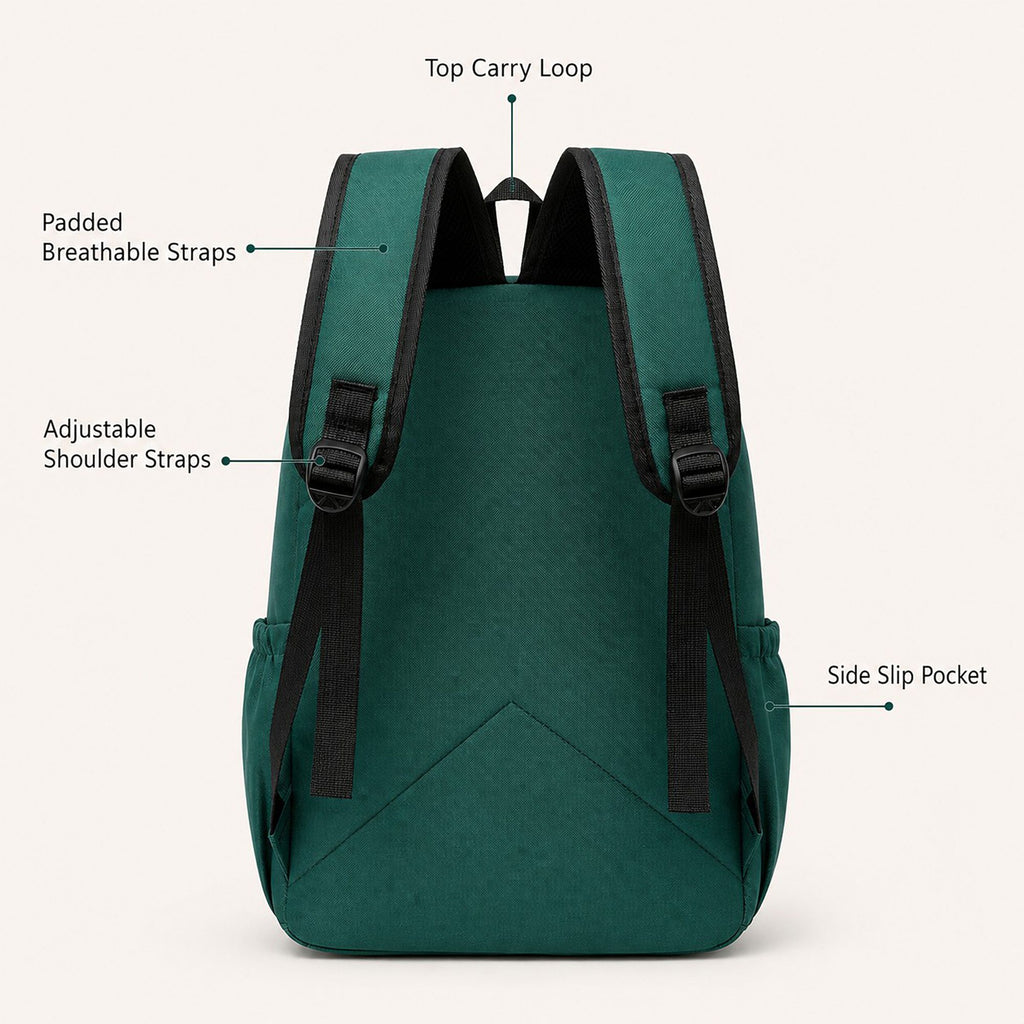 Colorblock School Backpack with Front Pocket and Adjustable Straps