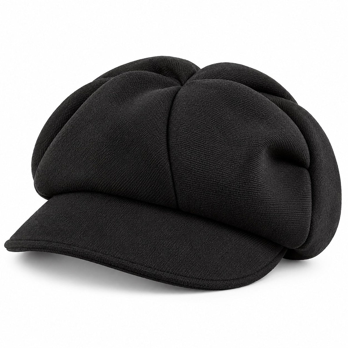 Textured Newsboy Cap with Rounded Panel Crown