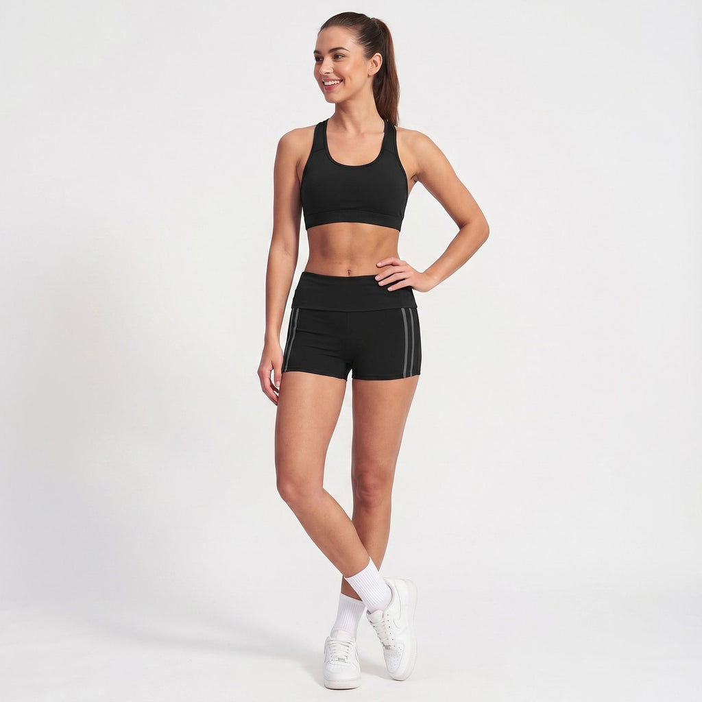 High Waisted Side Stripe Yoga Shorts Butt Lifting Workout Shorts