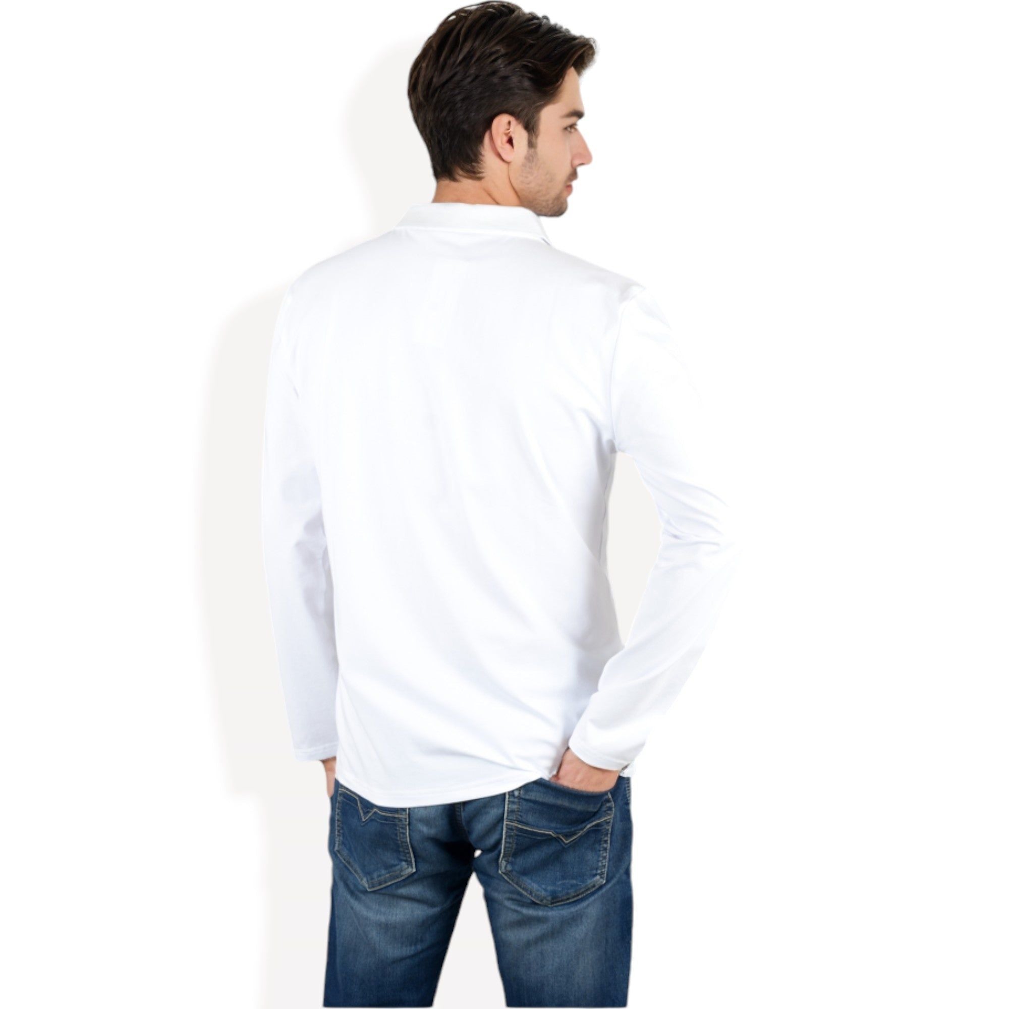 Anna-Kaci Men's Long Sleeve Polo Shirt with Spread Collar and Relaxed Fit