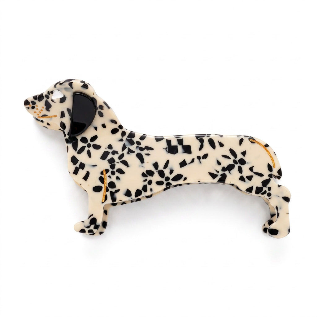 3pc Dachshund Dog Hair Claw Clip Set Speckled Puppy Hair Accessories