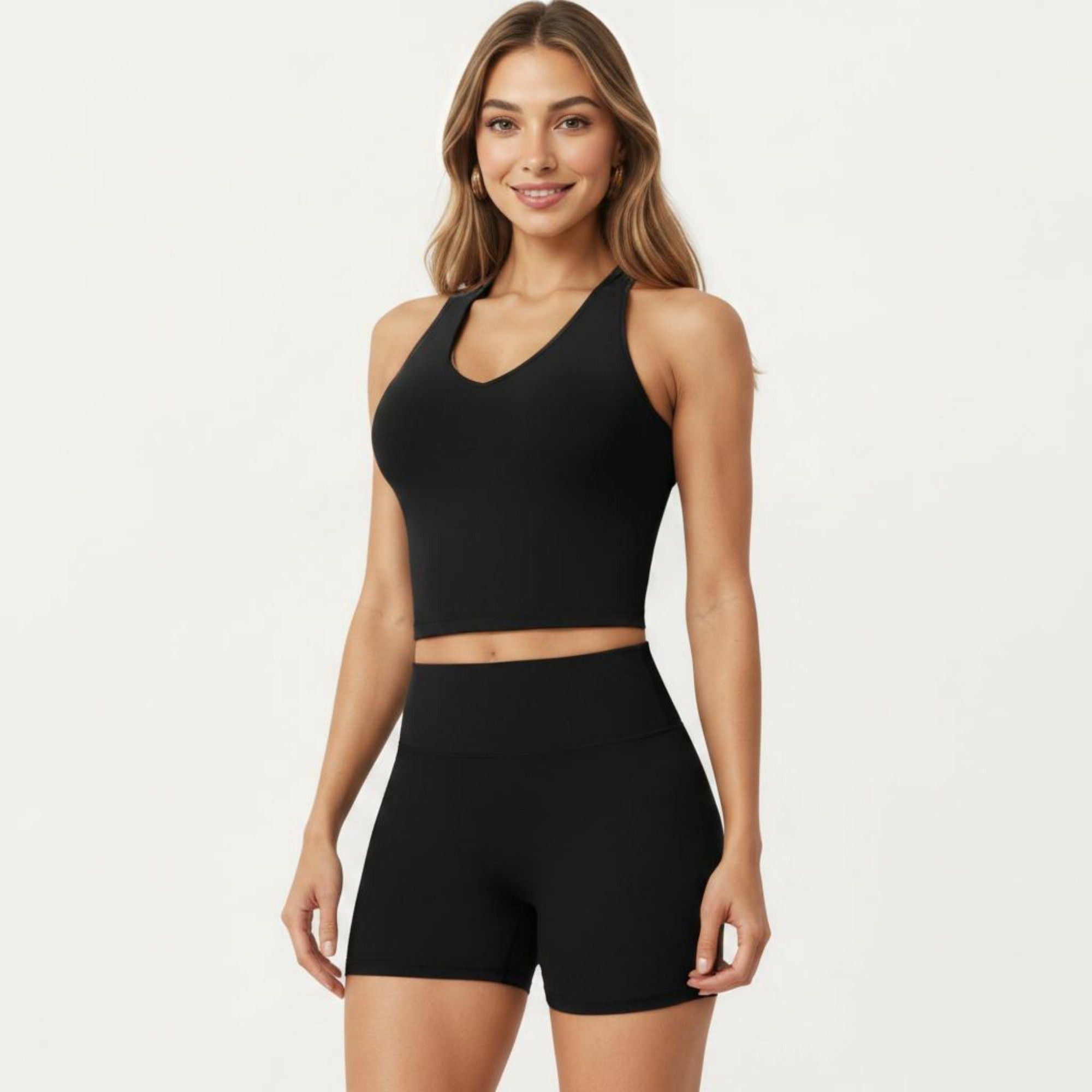 Anna-Kaci Active Women's High Neck Longline Sports Bra with Open Back and Cropped Active Fit