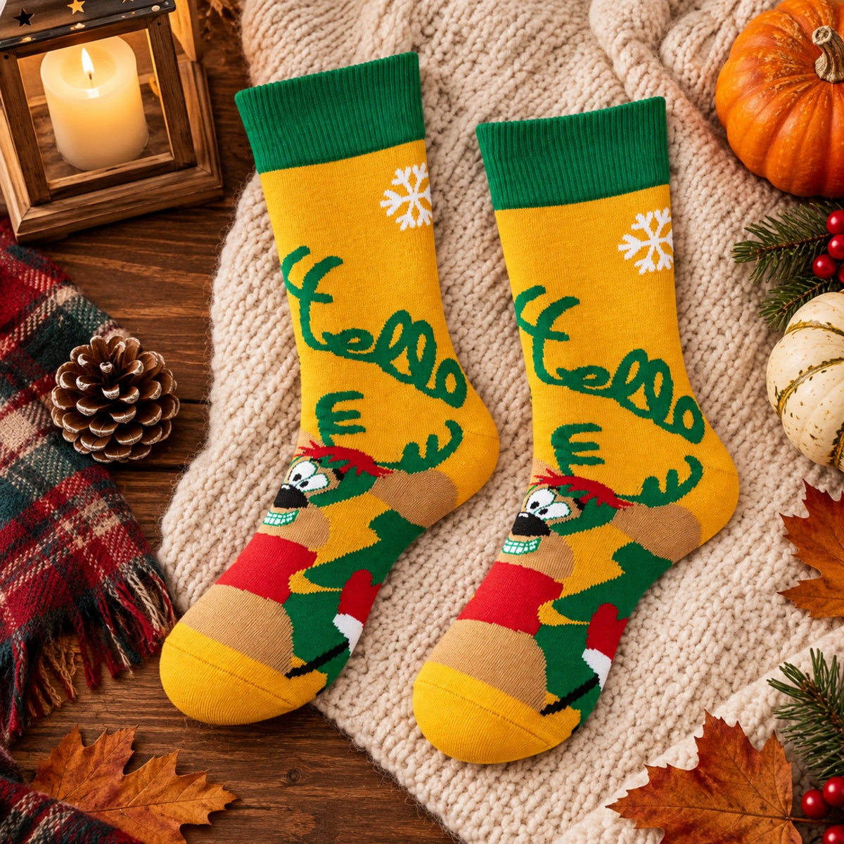 Holiday Novelty 3 Pack Crew Socks Assorted Festive Christmas Patterns