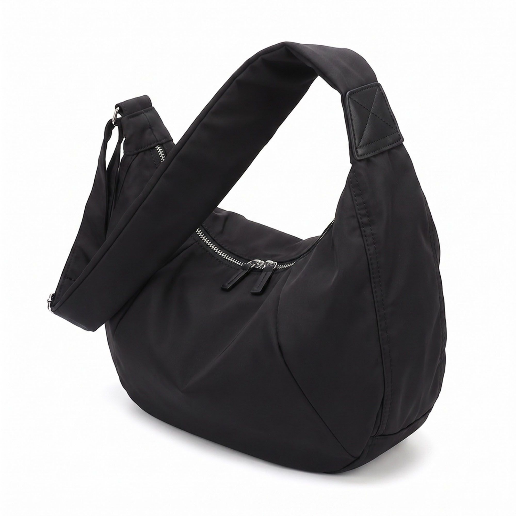 Oversized Crescent Sling Bag with Wide Adjustable Strap and Top Zipper 17.5x10x6.5in