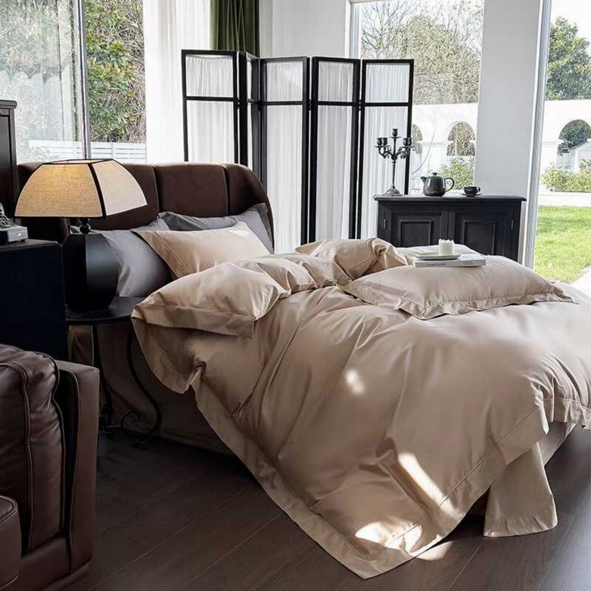 4-Piece Cotton Washed Bedding Set with Duvet Cover Flat Sheet and Pillowcases Soft Smooth Finish