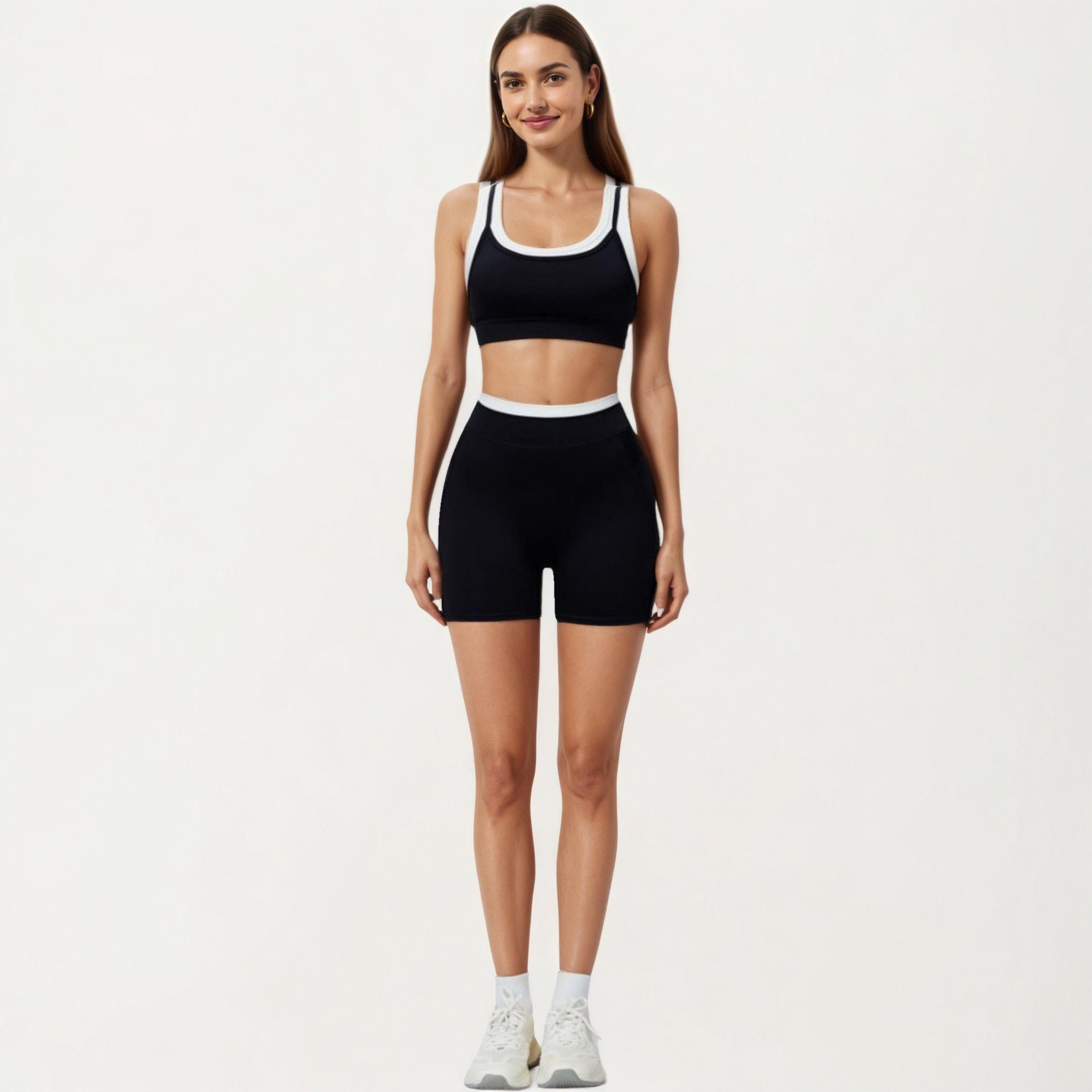 Anna-Kaci Active Women's High Waist Biker Shorts with Smooth Stretch Fabric and Contrast Waistband