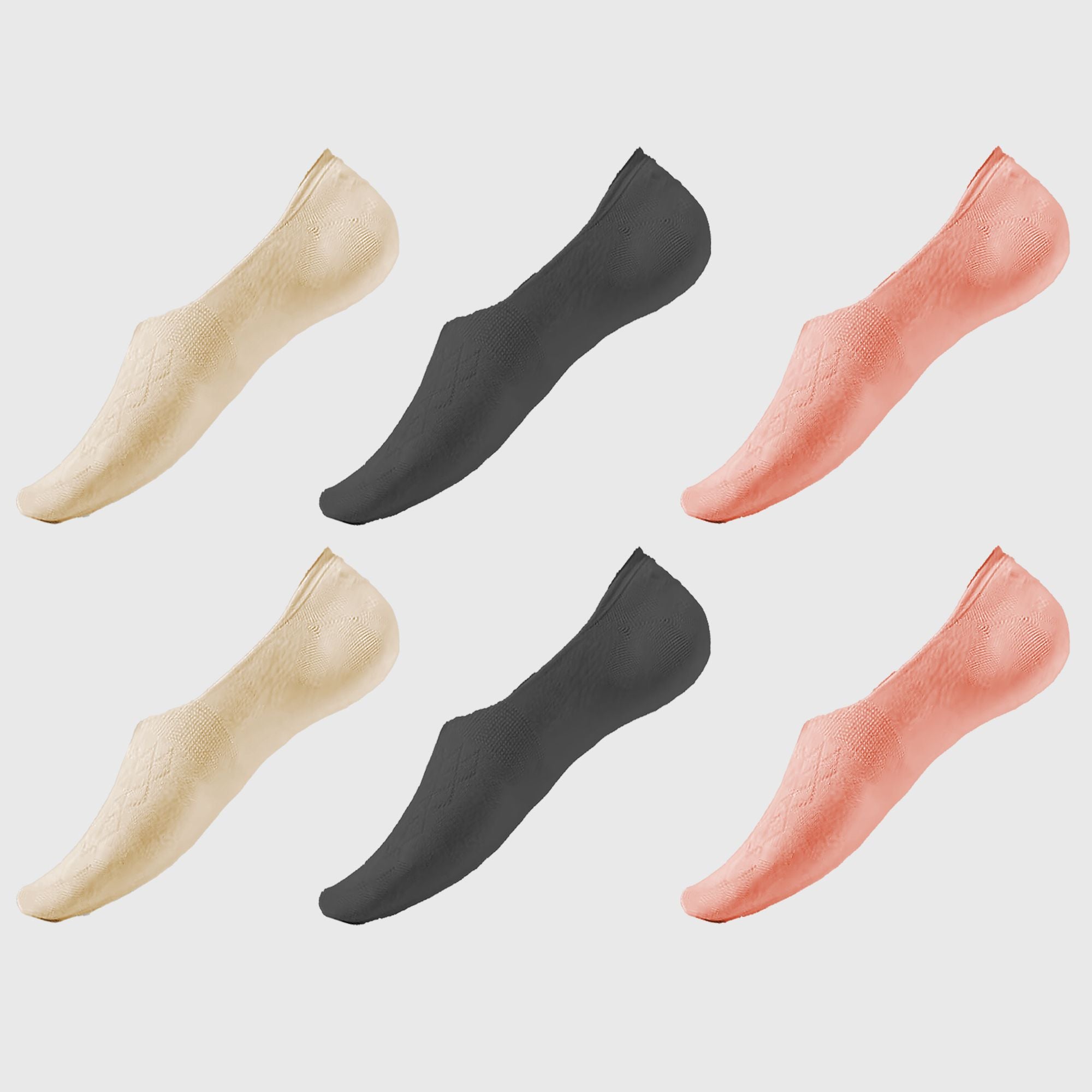 Anna-Kaci Women's Solid No Show Socks Non Slip Cotton 6Pk