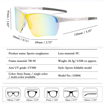 Anna-Kaci Active Women's Foldable Color-Changing UV-Protect Outdoor Sports Running Sunglasses