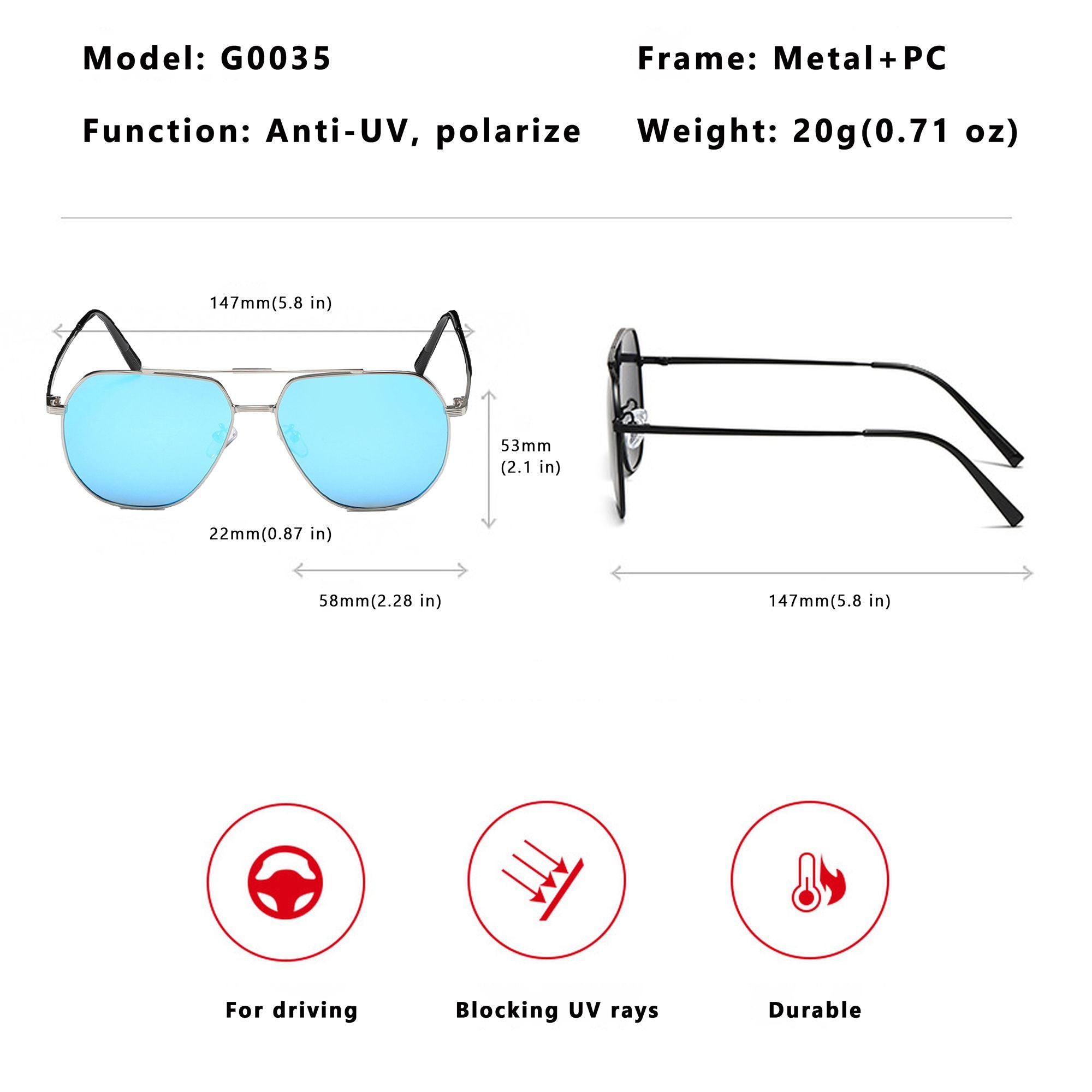 Anna-Kaci Women's Trendy Double-Bridge Metal Frame Sunglasses