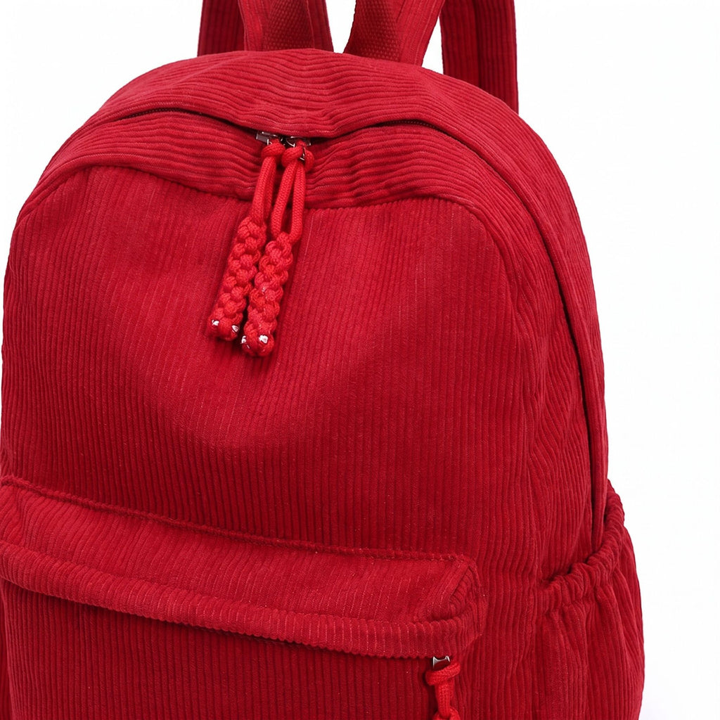 Corduroy Backpack with Front Zip Pocket Adjustable Straps and Spacious Everyday Storage
