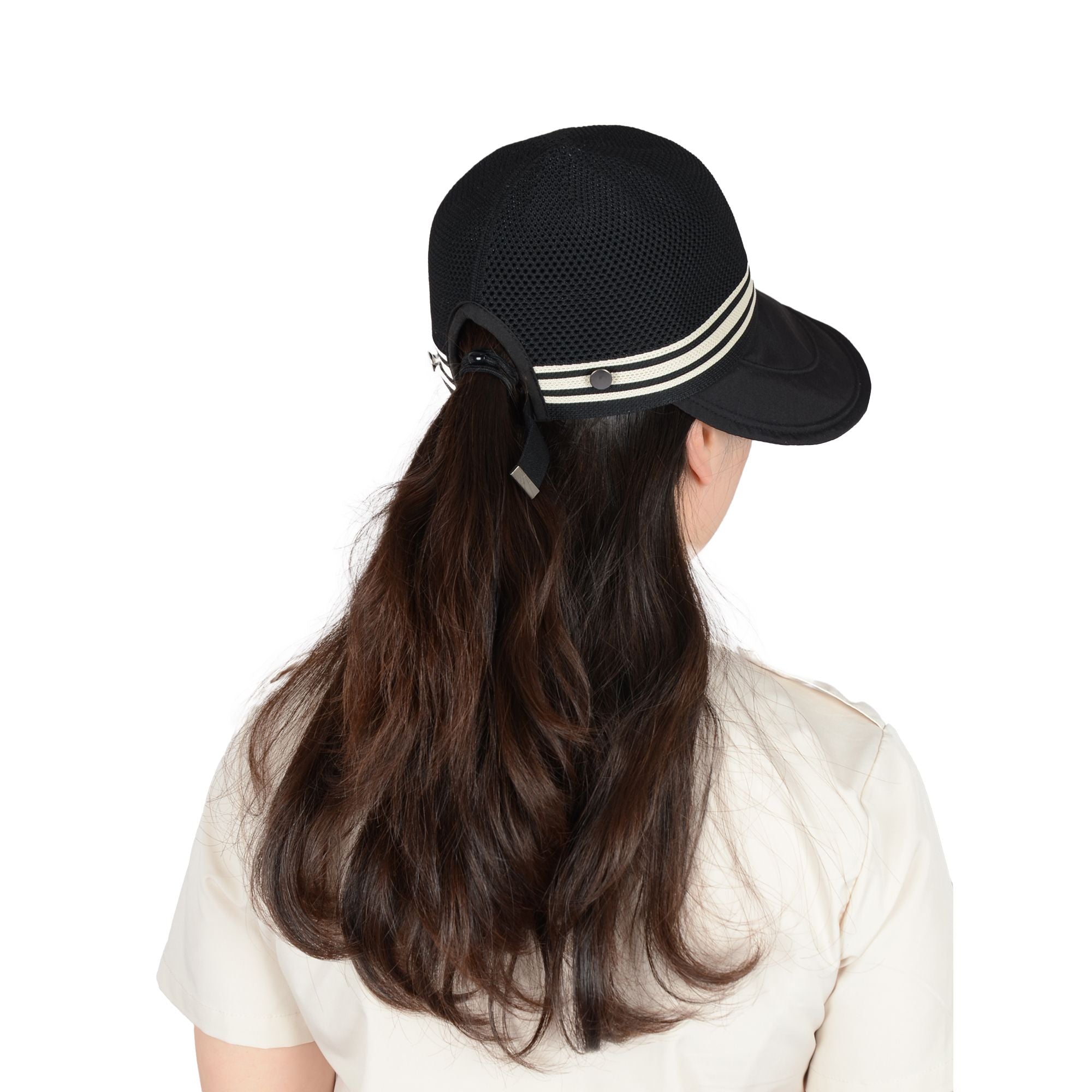 Anna-Kaci Breathable Mesh Sun Visor Cap with Ponytail Slot Adjustable Strap and Wide Brim for Outdoor Hiking and Summer Travel